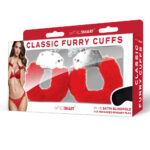 WhipSmart Classic Furry Cuffs - Red - Red Furry Restraints with Bonus Eye Mask - Image 3