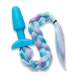 WhipSmart Furry Tales Silicone Unicorn Butt Plug - Blue 8.9 cm Butt Plug with Unicorn Tail - Image 3