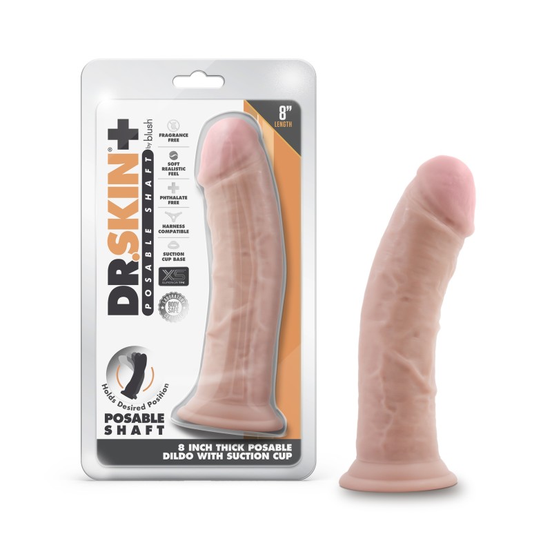 bl-19933-1 Dr. Skin Plus 8'' Thick Posable Dildo