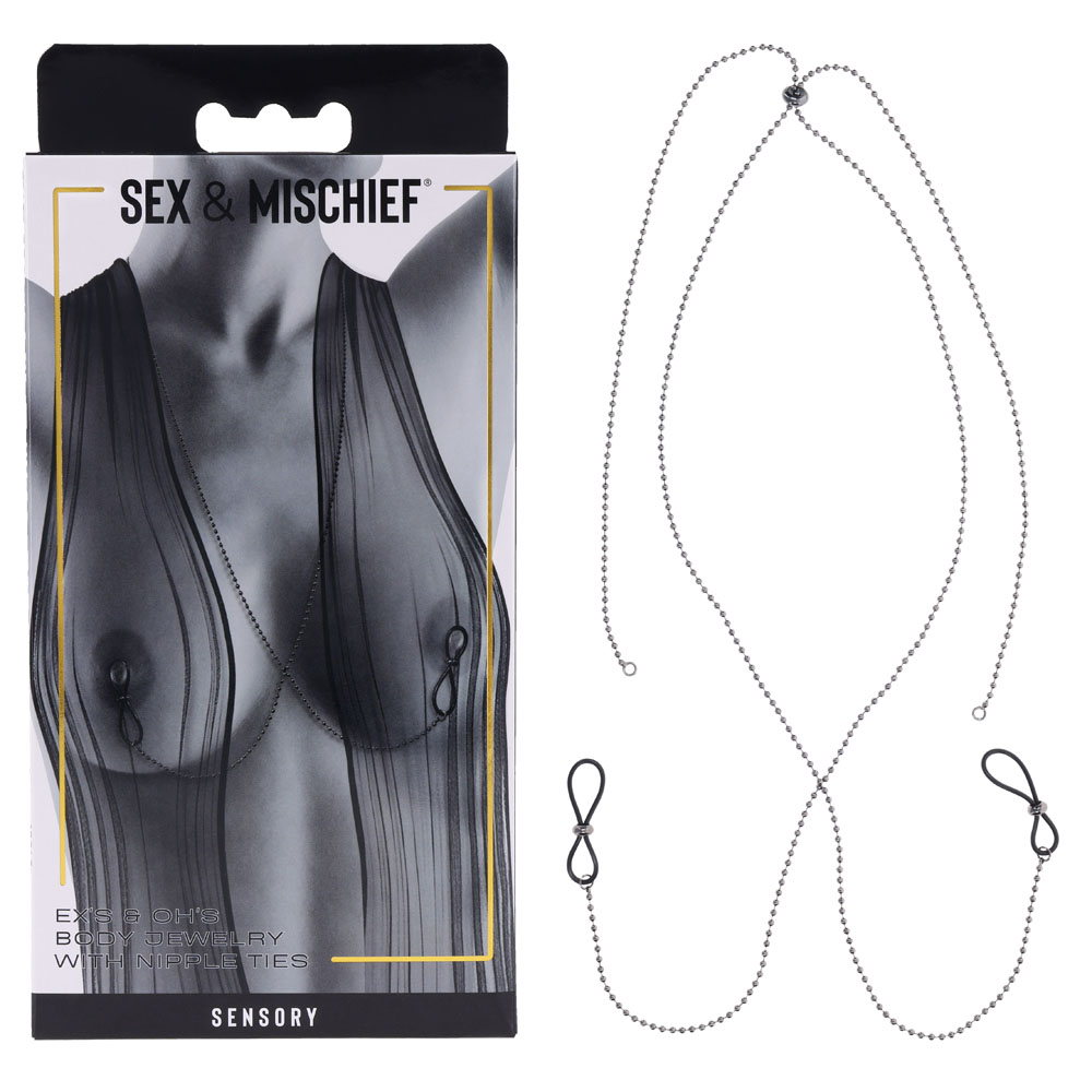 ss09987 S&M Exs & Ohs Body Jewelry with Nipple Ties