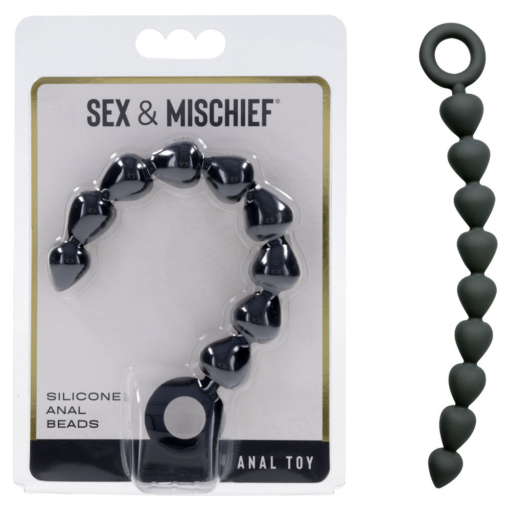 ss10074 Sex & Mischief Silicone Anal Beads - Black