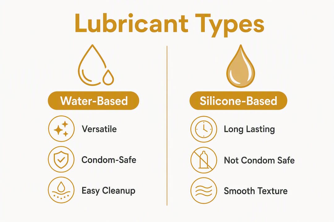 Infographic comparing water-based and silicone-based lubricants