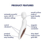 Satisfyer Wand-erland - White - White/Rose Gold USB Rechargeable Massage Wand - Image 2