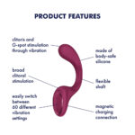Satisfyer G For Goddess 2 - Wine Red - Wine Red 18.8 cm USB Rechargeable Vibrator with Clit Stim - Image 2