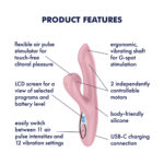 Satisfyer Pro + G-Spot - Pink - Rose Pink 22 cm USB-C Rechargeable Rabbit Vibrator with Touch-Free Clitoral Stimulator - Image 2