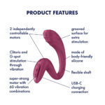 Satisfyer G For Goddess 3 - Wine Red - Wine Red 16 cm USB-C Rechargeable Vibrator with Clit Stim - Image 2