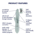 Satisfyer Pearl Bunny 2 - Green - Green 21.5 cm USB-C Rechargeable Rabbit Vibrator - Image 2