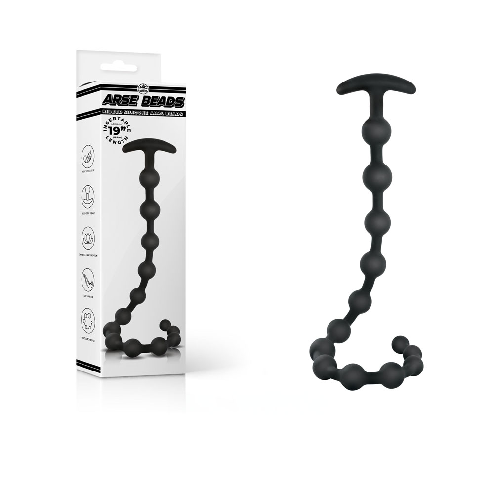 F06Q027A00-010 Arse Beads - Black 48 cm Silicone Anal Beads - Image 1