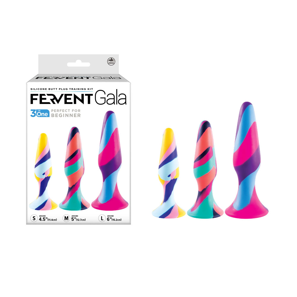 FKI026B000-000 Fervent Gala Anal Training Kit - Multicoloured Butt Plugs - Set of 3 Sizes - Image 1