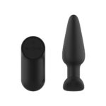 Passion Play Silicone Vibrating Butt Plug with Remote - Black 10.4 cm USB Rechargeable Vibrating Butt Plug with Wireless Remote - Image 2