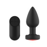 Passion Play Vibrating Butt Plug with LED Base - M - Black 10.4 cm USB Rechargeable Vibrating Butt Plug with LED Base and Wireless Remote - Image 2