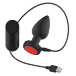 Passion Play Vibrating Butt Plug with LED Base - M - Black 10.4 cm USB Rechargeable Vibrating Butt Plug with LED Base and Wireless Remote - Image 5
