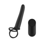 Passion Play Vibrating Double Penetrator with Remote - Black USB Rechargeable Vibrating Double Penetrator Cock Ring with Wireless Remote - Image 4