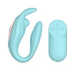 Passion Play Rabbit Couple Vibe with Remote Controller - Blue USB Rechargeable Couples Vibrator with Wireless Remote - Image 2