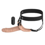Passion Play Vibrating Realistic Hollow Strap-On - Flesh - Flesh 15.5 cm USB Rechargeable Vibrating Hollow Strap-On with Wireless Remote - Image 4