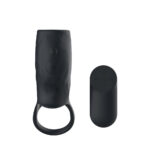 Passion Play Vibrating Cockring Sleeve - Black USB Rechargeable Vibrating Penis Sleeve with Wireless Remote - Image 3