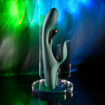 Evolved GOLDEN GODDESS - Green USB Rechargeable Rabbit Vibrator with G-Spot Flicker - Image 3