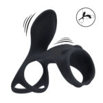 LEVELZ Vibrating Cock & Ball Ring with Shaft Loop - Black USB Rechargeable Vibrating Cock & Ball Rings - Image 2