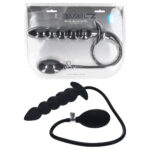 LEVELZ Beaded Inflatable Anal Plug - Black Inflatable Butt Plug