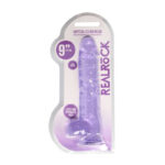 RealRock 9'' Realistic Dildo With Balls - Purple 22.9 cm Dong - Image 3