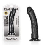 REALROCK Realistic Regular Curved Dildo with Suction Cup - 20 cm - Black 20 cm (8'') Dong