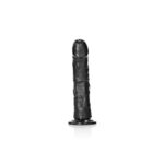 REALROCK Realistic Regular Curved Dildo with Suction Cup - 20 cm - Black 20 cm (8'') Dong - Image 5