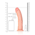 REALROCK Realistic Regular Curved Dildo with Suction Cup - 23 cm - Flesh 23 cm (9'') Dong - Image 8