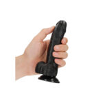REALROCK Realistic Regular Curved Dong with Balls - 15.5 cm - Black 15.5 cm (6'') Dong - Image 2