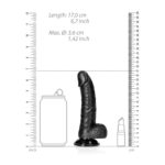 REALROCK Realistic Regular Curved Dong with Balls - 15.5 cm - Black 15.5 cm (6'') Dong - Image 8