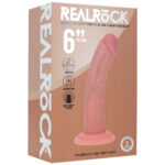 REALROCK Dual Density 6'' Vibrating Silicone Dildo - Flesh - Flesh 15.2 cm USB Rechargeable Vibrating Dildo - Image 6