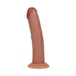 REALROCK Dual Density 8'' Vibrating Silicone Dildo - Tan - Tan 20.3 cm USB Rechargeable Vibrating Dildo - Image 4
