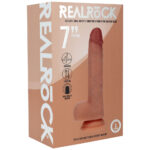 REALROCK Dual Density 7'' Vibrating & Thrusting Dildo - Tan - Tan 17.8 cm USB Rechargeable Vibrating & Thrusting Dildo - Image 6